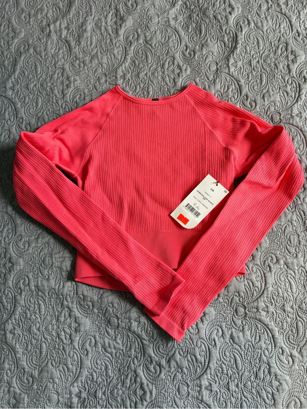 Cotton On Body Ribbed Long-Sleeve Top in Coral Pink